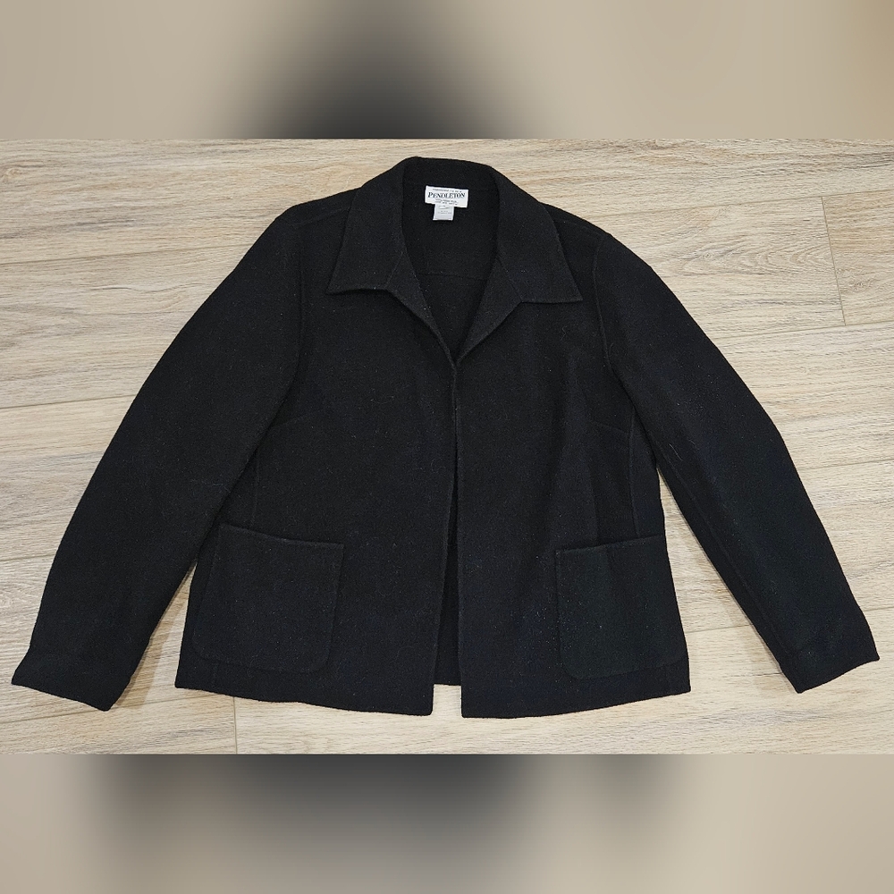 Pendleton Classic Black Blazer 100% Wool Size L - image 1